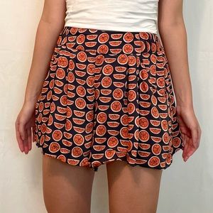 Tangerine Printed High Waisted Flowing Shorts